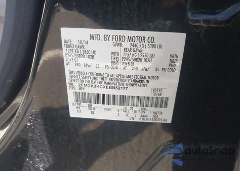 2014 Ford Edge Limited z USA, uszkodzony, nr VIN 2FMDK3KCXEBB52177